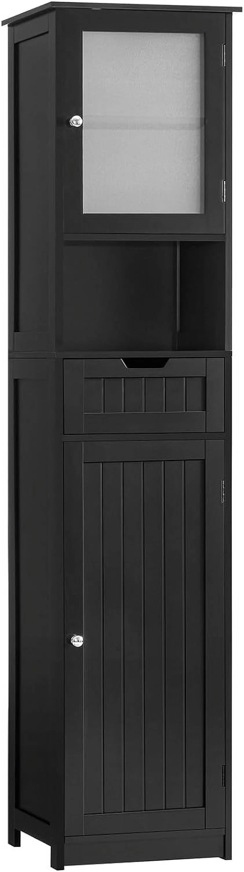 67.2" H Black Bathroom Storage Cabinet with 2 Doors & 1 Drawer T1408