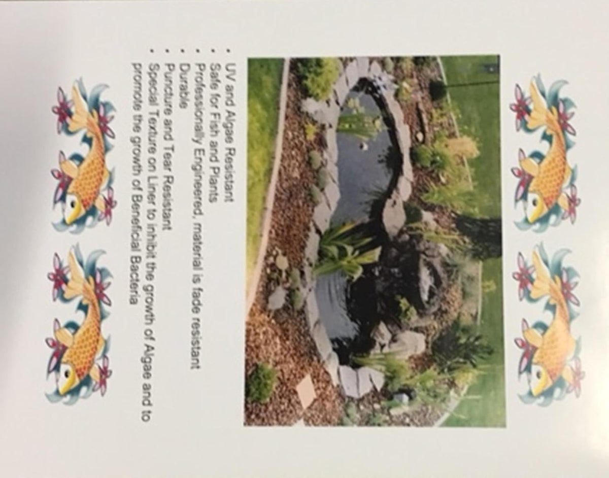 Water Garden Fountain Koi Pond Kit with Liner & Pump, 9' X 6' Liner & 5 Water Lilies, Pack of 2 L116