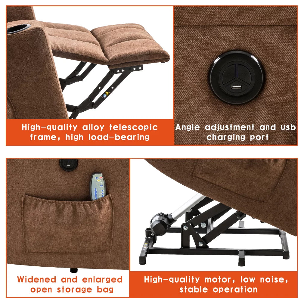 Brown Electric Lift Recliner with Cup Holders L325
