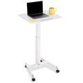 White Multifunctional Mobile Podium with Pneumatic Height Adjustments P369742