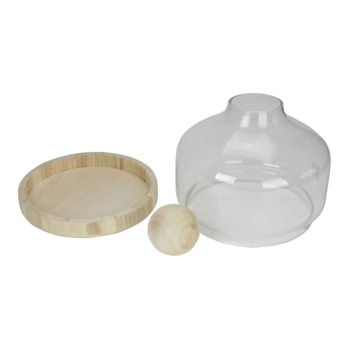 12.5x22 Transparent Glass Hurricane with Wooden Lid and Base D83453