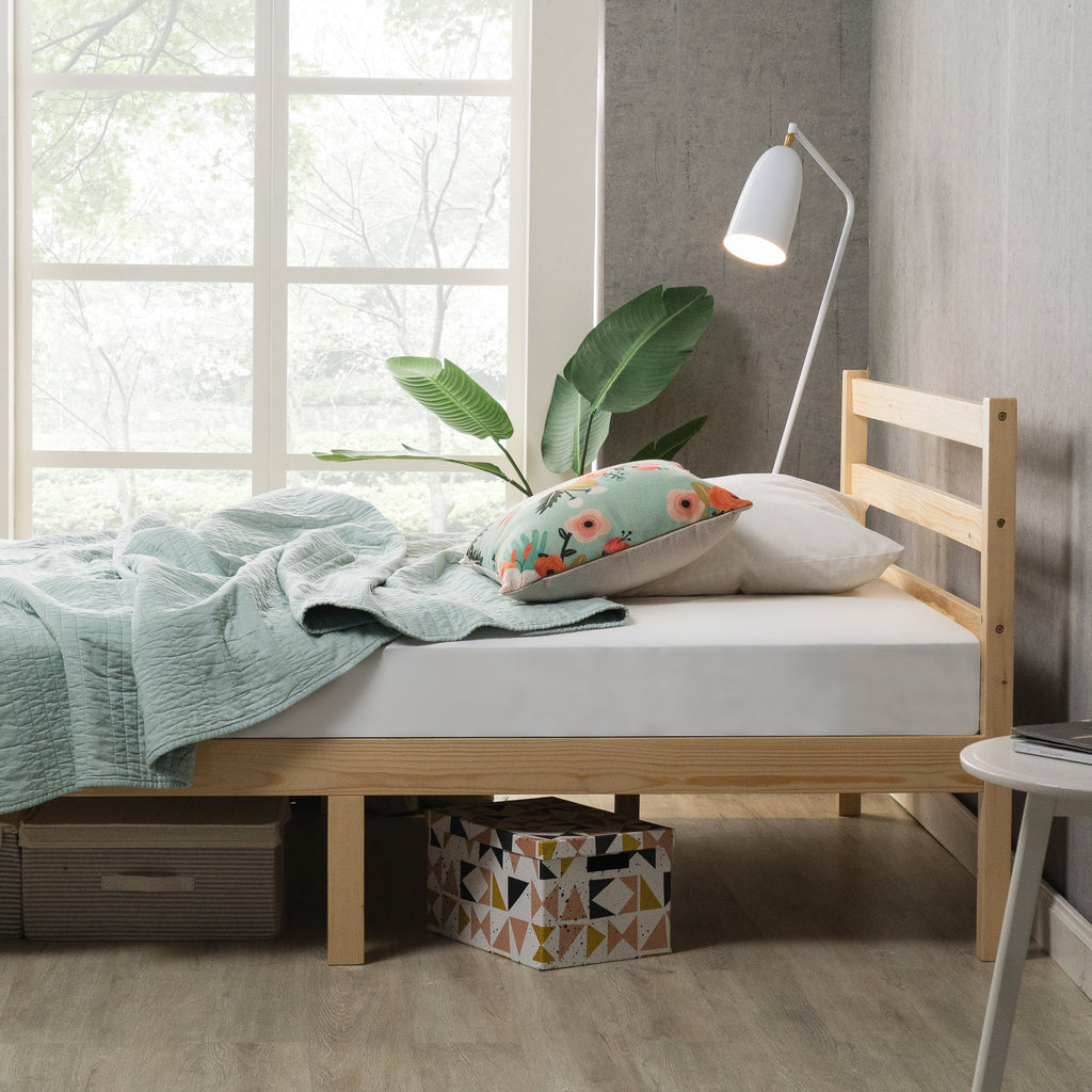 King Wood Platform Bed Frame with Headboard D516358