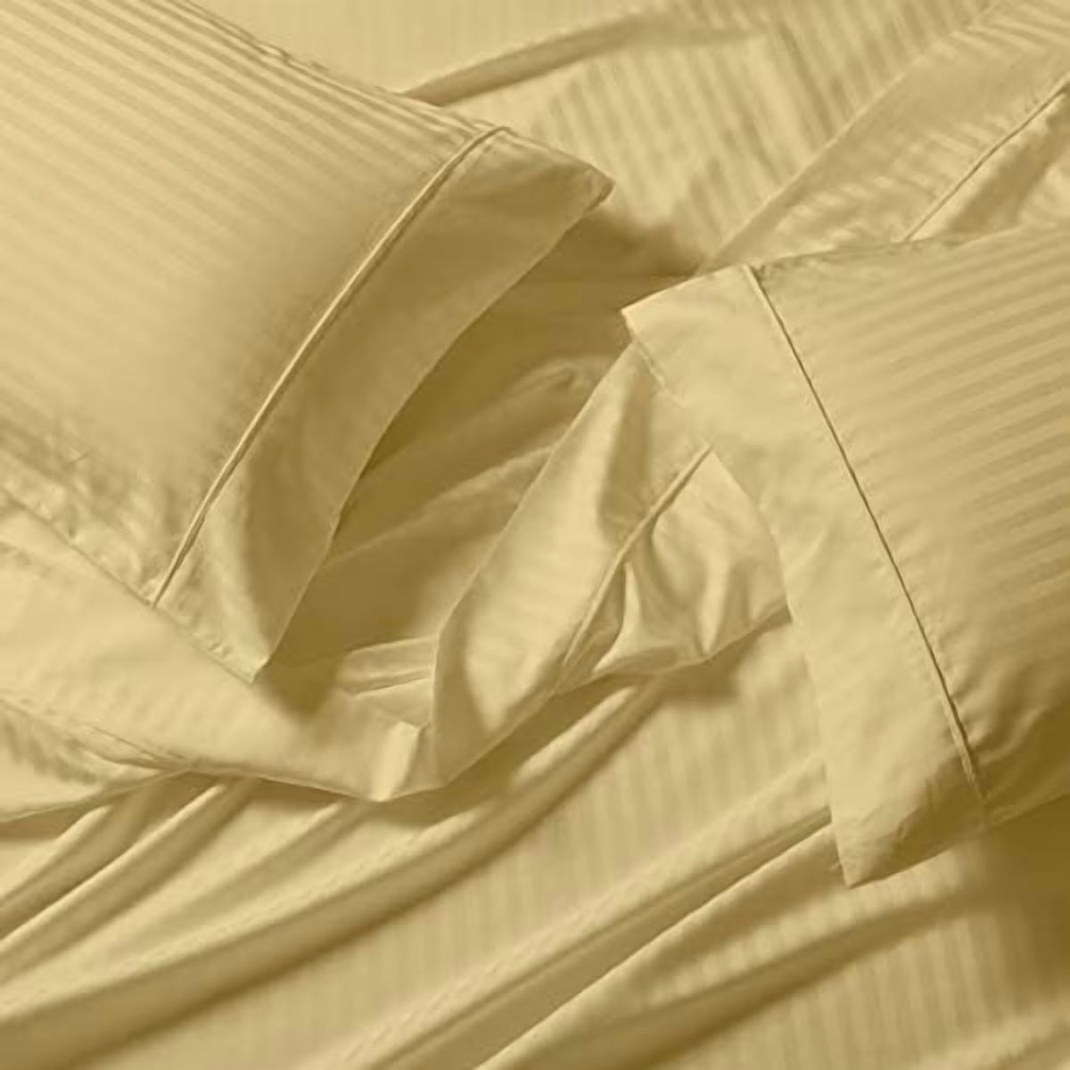 Gold Cotton Blend 3PC Twin Extra Long XL Bed Sheets Set P261